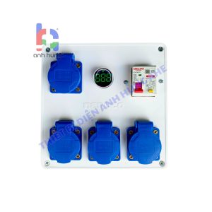 Bộ chia nguồn 4 ổ cắm công nghiệp 10A-16A 250V phù hợp phích tròn và dẹp, CB Aptomat 32A chống quá tải – Hộp nguồn công nghiệp ngoài trời 10A-16A 250V Đèn Báo Vôn | HV0402