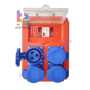 Hộp nguồn thi công điện 1 pha dân dụng - Bộ chia nguồn tay xách 4 ổ cắm 3 Chấu 32A 250V & 1 aptomat tổng tự động MCB hoặc chống giật RCBO | HD1P3C