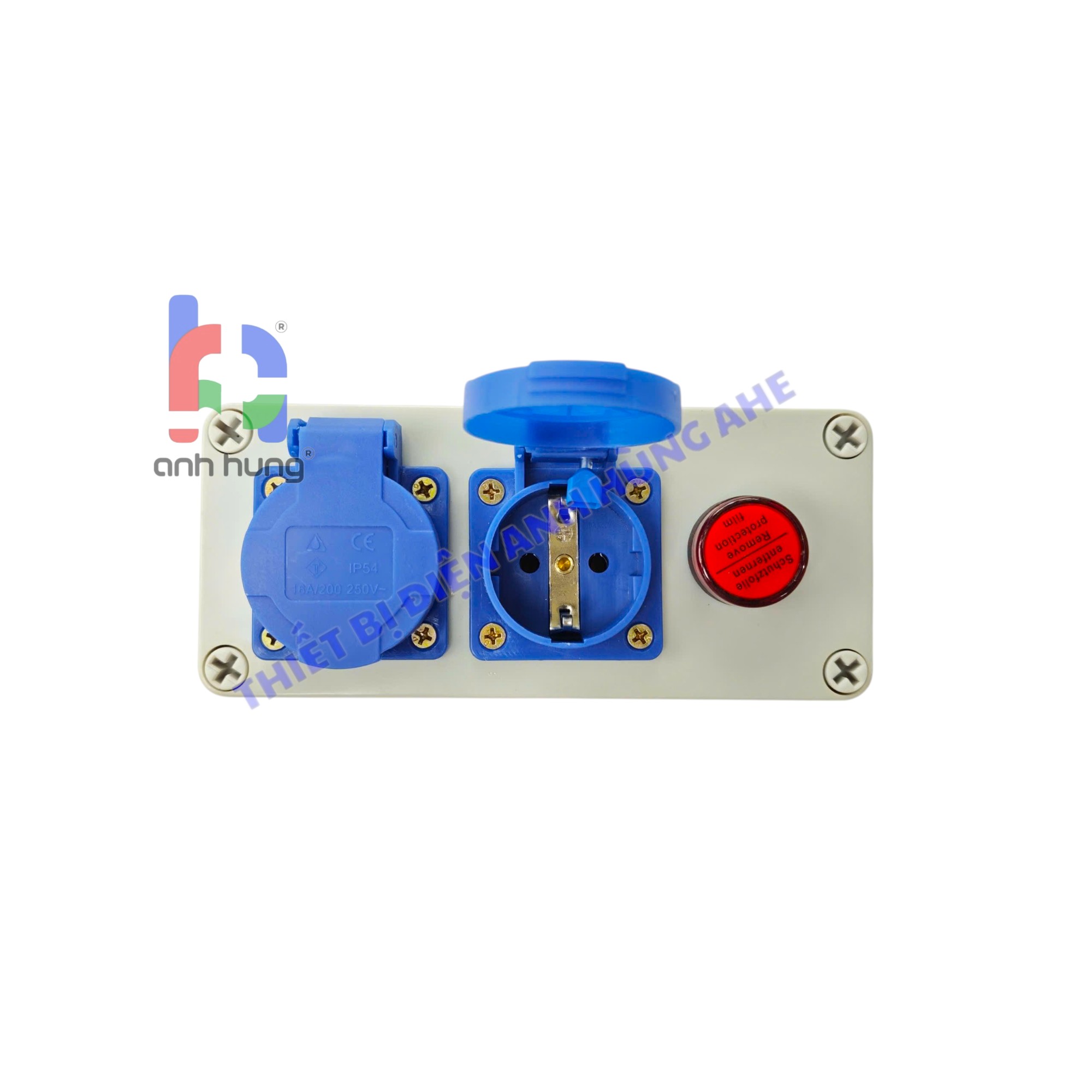 Hộp Nguồn Công Nghiệp - Bộ Chia Nguồn Điện Ngoài Trời 2 Ổ Cắm 10A 16A 250V Có Đèn Báo Nguồn | HN0201 - Ảnh 3
