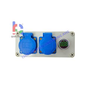 Hộp nguồn có đèn báo VOLT ổ cắm điện chống nước nhựa ABS 2 ổ cắm IP54 10A-16A 250V – Hộp nguồn ngoài trời chống nước, kháng bụi chịu va đập | HN0202