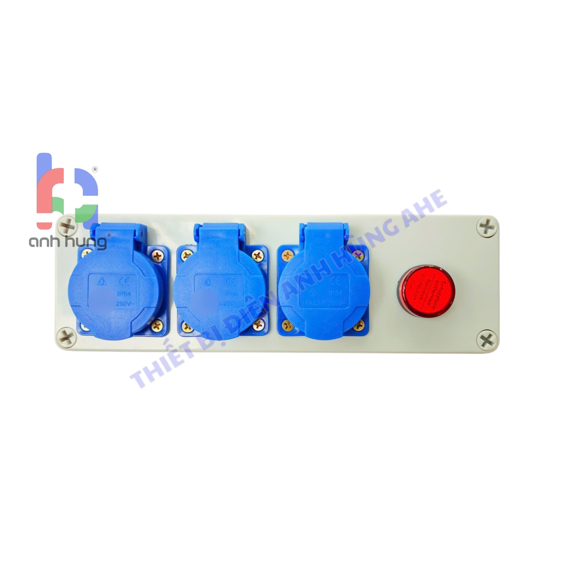 Hộp nguồn ổ cắm điện chống nước nhựa ABS 3 ổ cắm 10A-16A có đèn báo nguồn – Hộp nguồn ngoài trời chống nước, kháng bụi chịu va đập | HN0301