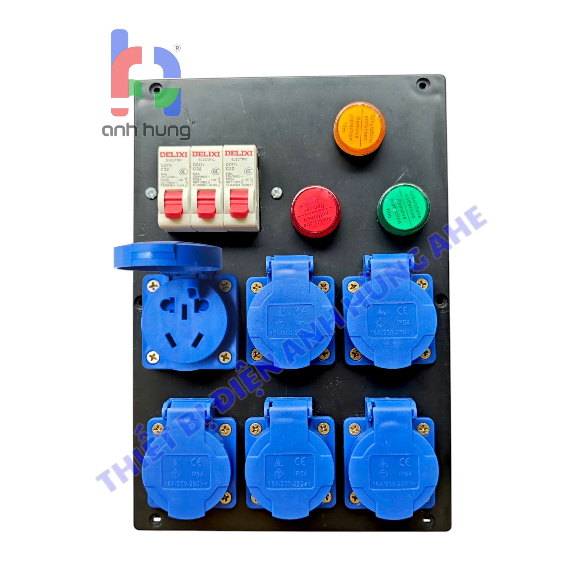 Hộp nguồn 1 pha dân dụng dùng cho âm thanh ánh sáng - Bộ chia nguồn 6 ổ cắm 10A-16A 250V - 3 Aptomat 1P 32A & Đèn Báo Nguồn| HA02 - Ảnh 5