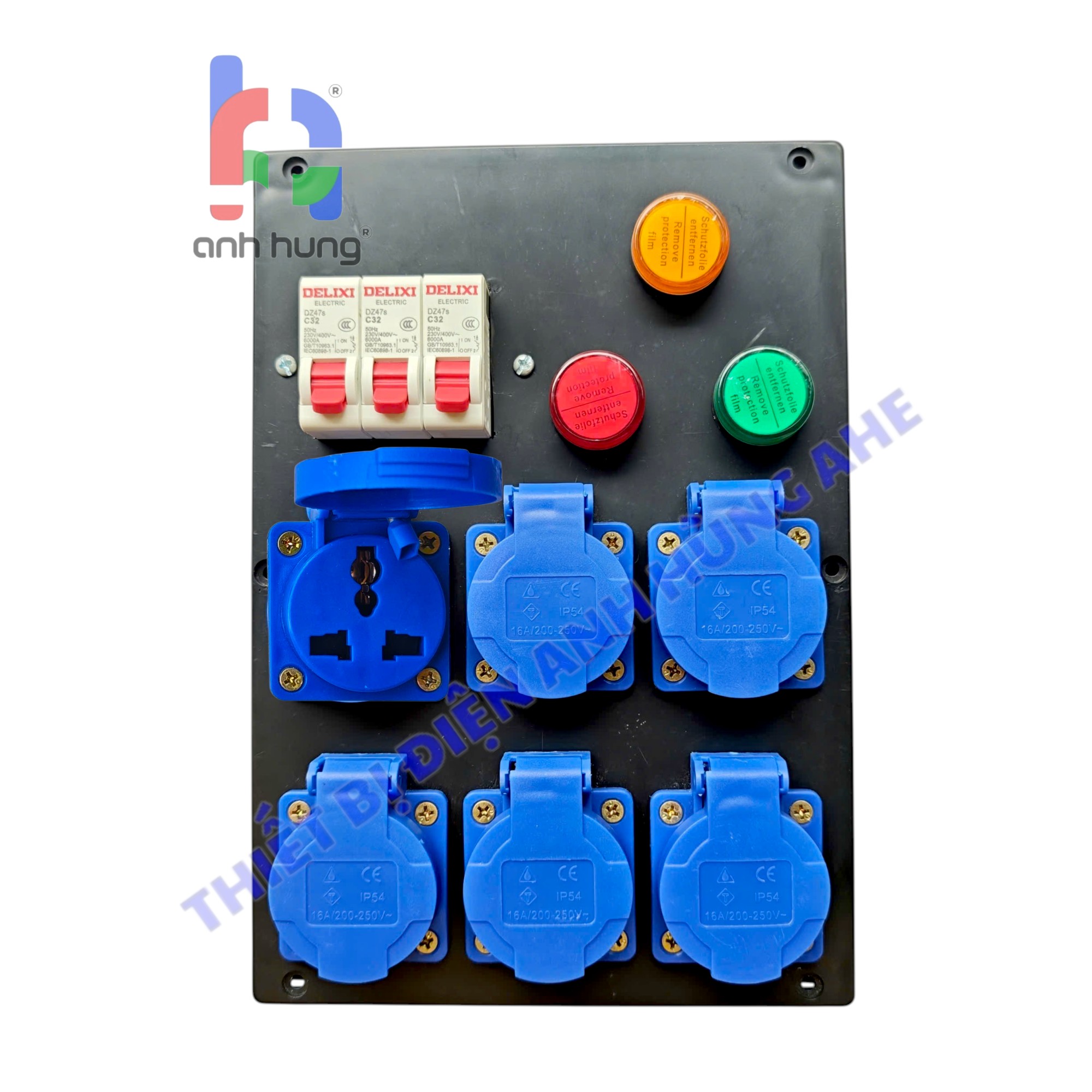Hộp nguồn 1 pha dân dụng dùng cho âm thanh ánh sáng - Bộ chia nguồn 6 ổ cắm 10A-16A 250V - 3 Aptomat 1P 32A & Đèn Báo Nguồn| HA02 - Ảnh 4