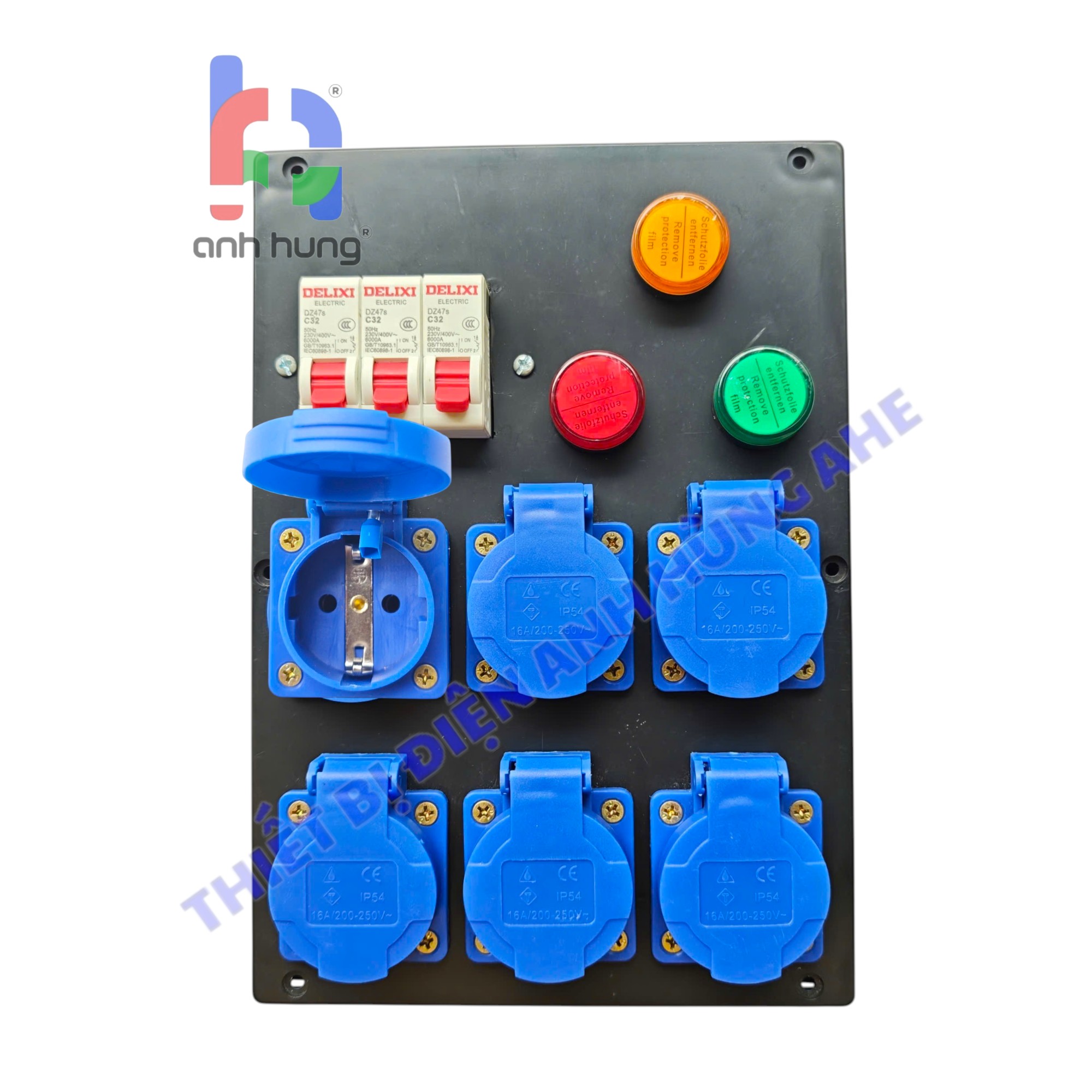 Hộp nguồn 1 pha dân dụng dùng cho âm thanh ánh sáng - Bộ chia nguồn 6 ổ cắm 10A-16A 250V - 3 Aptomat 1P 32A & Đèn Báo Nguồn| HA02 - Ảnh 3