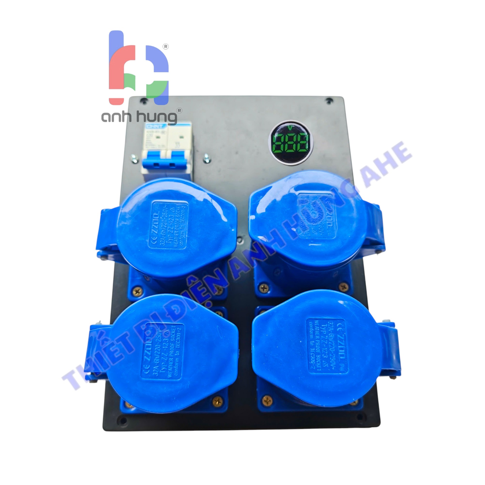 Hộp nguồn 1 pha dân dụng dùng cho âm thanh ánh sáng - Bộ chia nguồn 4 ổ cắm 3 CHẤU 16A 32A 250V - 1 APTOMAT tổng 32A Tự động hoặc chống giật & Đèn Báo Vôn| HA05 - Ảnh 5