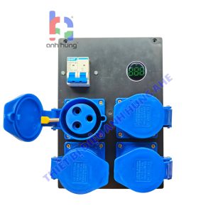 Hộp nguồn 1 pha dân dụng dùng cho âm thanh ánh sáng - Bộ chia nguồn 4 ổ cắm 3 CHẤU 16A 32A 250V - 1 APTOMAT tổng 32A Tự động hoặc chống giật & Đèn Báo Vôn| HA05