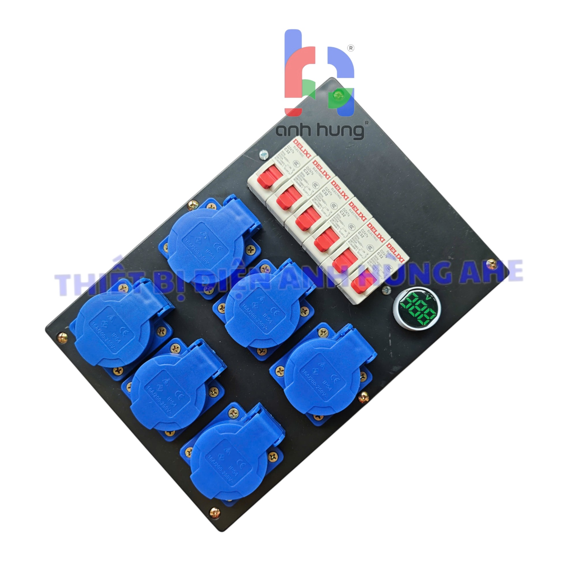 Hộp nguồn 1 pha dân dụng dùng cho âm thanh ánh sáng - Bộ chia nguồn 6 ổ cắm 10A-16A 250V - 6 Aptomat 1P 32A & Đèn Báo Vôn| HA03 - Ảnh 6