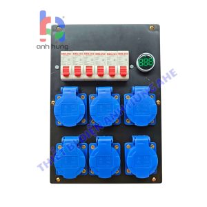 Hộp nguồn 1 pha dân dụng dùng cho âm thanh ánh sáng - Bộ chia nguồn 6 ổ cắm 10A-16A 250V - 6 Aptomat 1P 32A & Đèn Báo Vôn| HA03