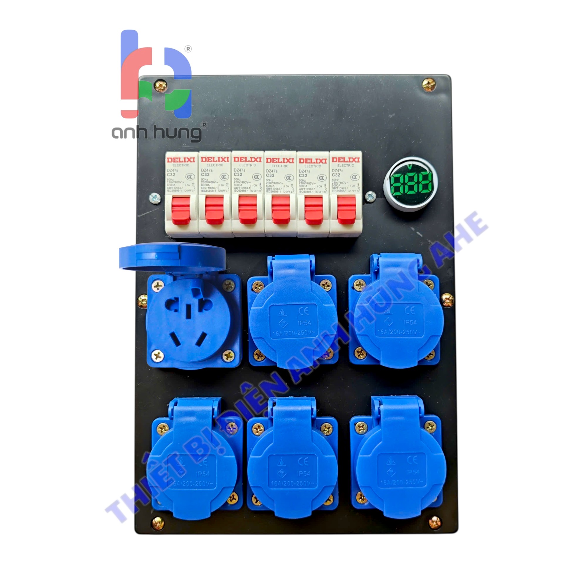 Hộp nguồn 1 pha dân dụng dùng cho âm thanh ánh sáng - Bộ chia nguồn 6 ổ cắm 10A-16A 250V - 6 Aptomat 1P 32A & Đèn Báo Vôn| HA03 - Ảnh 5