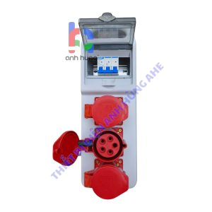 Hộp nguồn thi công điện 3 pha dân dụng - Bộ chia nguồn tay xách hộp xám 3 Ổ cắm 5 chấu 32A 250V - 1 aptomat tổng 32A Tự động MCB | HTX5C32